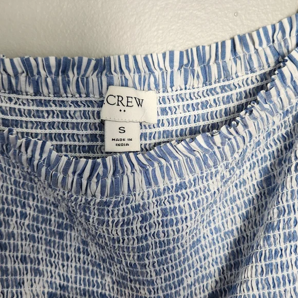 J Crew Midi Puff Sleeve White And Blue Striped Dress - Picture 6 of 11